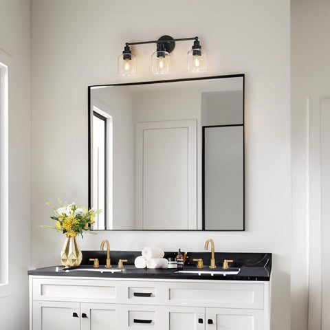 KSANA Black Vanity Light, Farmhouse Bathroom Light Fixture Over Mirror, Moder...