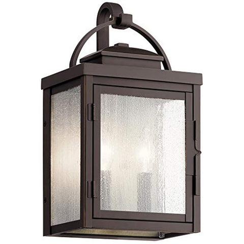 Kichler Carlson 14.75" 2 Light Outdoor Wall Light with Clear Seeded Glass in ...