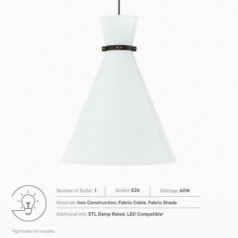 Modway Starlight 1-Light Pendant Light in White Satin Brass 15.5 x 15.5 x 72