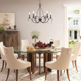 LALUZ Farmhouse Chandelier, 6-Light Rustic Dining Room Chandeliers Light Fixt...