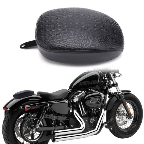 Black Crocodile Motorcycle Front Driver Solo Seat+Rear Passenger Pillion Pad ...