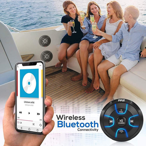 Pyle 6.5'' Dual Marine Speakers Kit - Waterproof-Rated w/Amplified Bluetooth ...