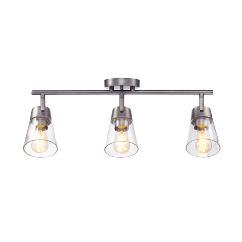 Globe Electric 64000045 3-Light Track Lighting, Pewter, Clear Glass Shades, C...