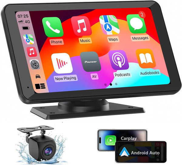 Portable Wireless CarPlay Screen for Car, 7 Inch Double Din Car Stereo for Ap...