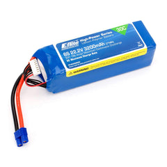 E-flite 3200mAh 6S 22.2V 30C LiPo 12AWG EC3 EFLB32006S30 Airplane Batteries