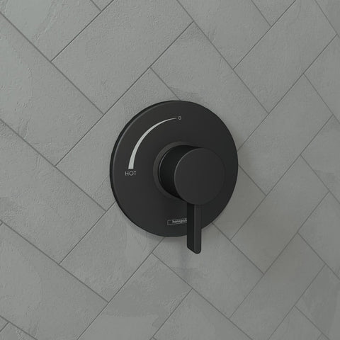 hansgrohe Ecostat S Modern 1-Handle 6-inch Wide Shower Valve Matte Black, 157...