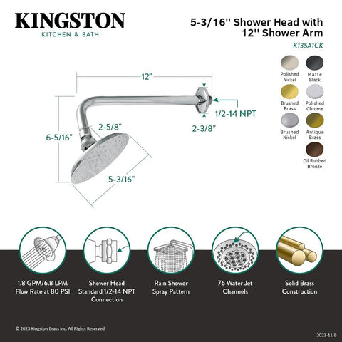 Kingston Brass K135A7CK Victorian Shower Head, Brushed Brass 12 x 5.19 x 6.19