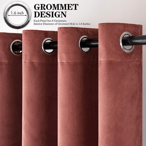 ANRODUO 100% Blackout Velvet Curtains 108 Inches Long Dusty Rose Curtain Drap...