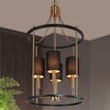 Durent Lighting Modern Chandelier Light Fixture, 4-Light Black and Gold Chand...