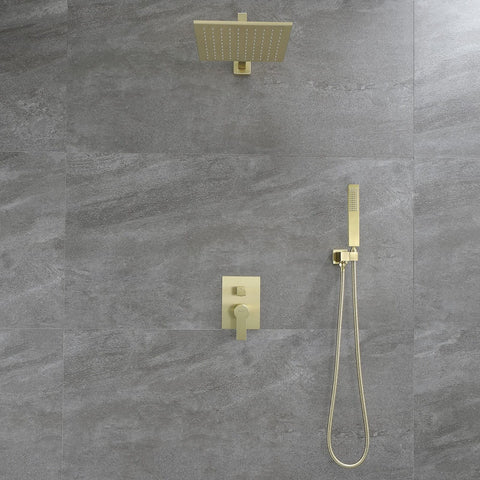 SHAMANDA Brass Rainfall Shower System, Luxuly Bathroom Shower Faucet Combo Se...