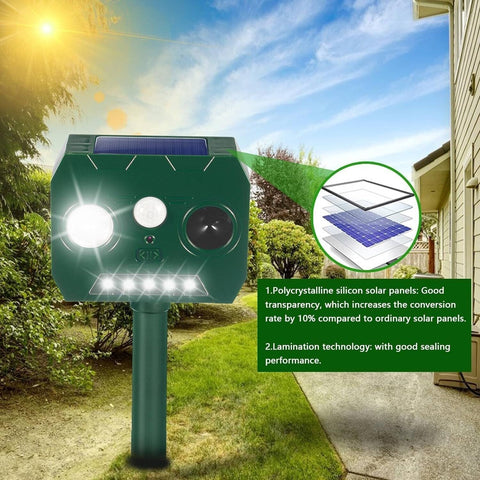 2024 Solar Ultrasonic Animal Repellent, 4 Pack Ultrasonic Cat Deterrent Outdo...