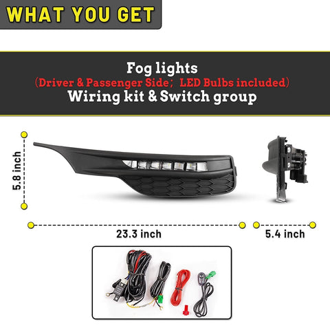 AUTOWIKI Fog Lights LED for 2016 2017 Honda Accord 4 Door Sedan 4Dr Lamp OEM ...