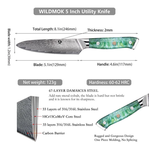 WILDMOK Kitchen Utility Knife, Super Sharp Ultimate All-Purpose Knife for Sli...