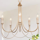 classy leaves Gold French Country Chandeliers for Dining Rooms, 5-Light Moder...