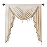 ELKCA Luxury Cream Velvet Curtain Valances for Living Room with Beads(39inch,...