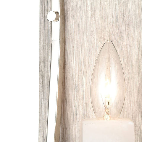 Elk Home White Stone 1-Light Sconce - in Polished Nickel Finish, 9-Inch Wide,...