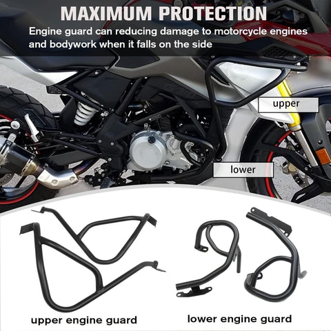 CHIFUN Engine Guard Black Steel Upper Highway Crash Bars Replacement for BMW ...