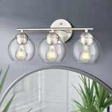 Emak Modern Brushed Nickel Bathroom Light Fixtures, 3-Light Globe Vanity Ligh...