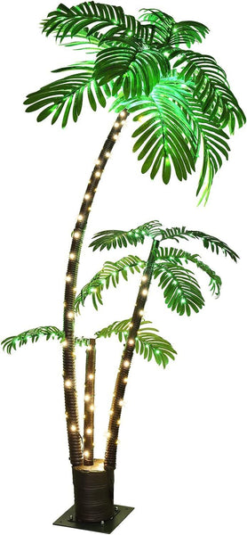 OUSHENG Lighted Palm Tree 6' 3.3' 2' Bar Outdoor 6FT, Warm White Green