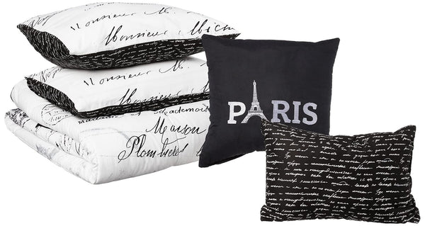 Casa J'Adore 5-Piece Comforter Set, Full,Black and White Black and White
