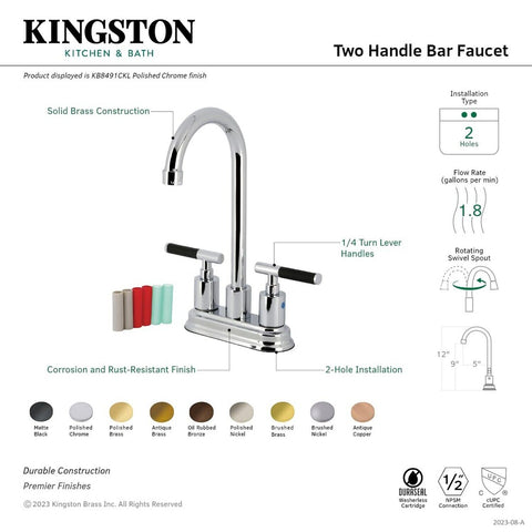 Kingston Brass KB8490CKL Kaiser Bar Faucet, 9-1/8" (L) x 4-3/4" (W) x 11-9/16...