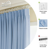 MUMFAS Sky Blue Pinch Pleat Curtain 52" W x 96" L Solid Thermal Insulated 90%...