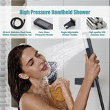 ESNBIA Shower System Black, All Metal Ceiling Shower Faucet Set, 10" Shower H...