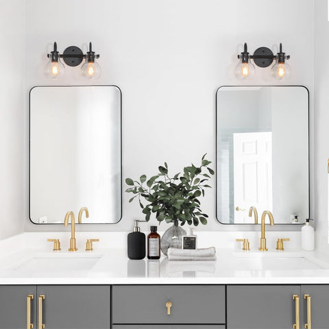 KSANA Black Bathroom Light Fixtures, 2-Light Modern Farmhouse Black Vanity Li...