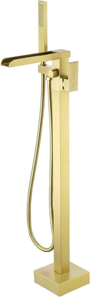 ELLO&ALLO FreeStanding Tub Faucet,Floor Mounted Tub Filler Faucet Brushed Gold