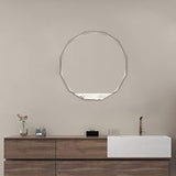 SNUGACE Single Beveled Edge Circle Mirror Frameless Wall Mount 20, Silver