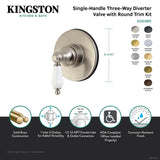 Kingston Brass KS3033PL Three-Way Diverter Valve with Trim Kit, Antique Brass