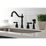 Kingston Brass KS1795PKLBS Duchess Widespread Kitchen Faucet, Oil Rubbed Bronze