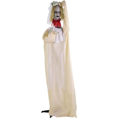 Haunted Hill Farm Zombie Bride with Pop-Up Head and Light-Up Eyes, Halloween ...