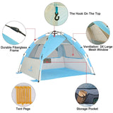 G4Free Deluxe XL Pop Up Beach Tent, 3-4 Persons Easy Setup Sun Shelter Canopy...