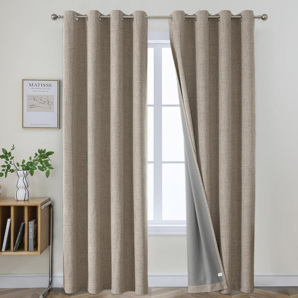 Joydeco Blackout Curtains 120 Inches Long 2 Panels Burg, Room Darkening Curta...