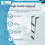 MARINE CITY Stainless Steel 3-Step Telescoping Swim Ladder with Slide Gudgeon...