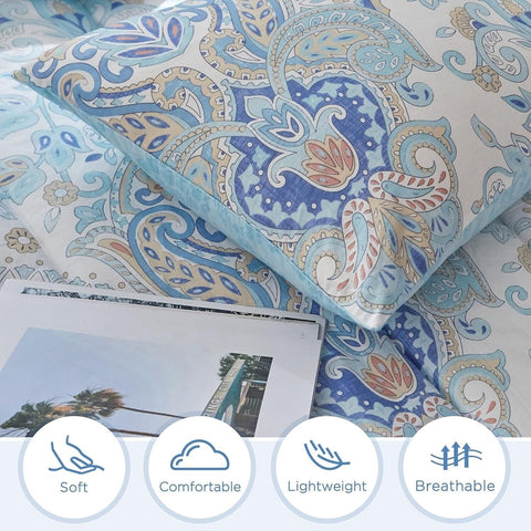 ATsense Paisley Comforter Set King, All Season 3-Piece 100% Cotton Fabric, So...