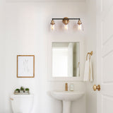 Durent Lighting Modern Bathroom Light Fixtures, 3-Light Black and Gold Bathro...