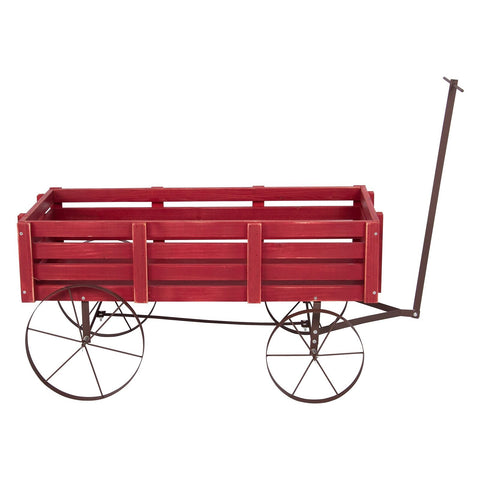 Shine Company Decorative Buckboard Wagon Garden Planter, Wooden Wagon Yard D&#23