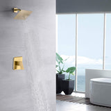 sumerain Pressure Balance Shower Faucet Brushed Gold Finish, 8" Square Rainfa...