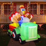 Joiedomi 8 FT Inflatable Turkey Driving Car Decoration with Built-in LEDs, Bl...