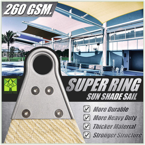 ColourTree Super Ring 22' x 22' x 22' Black Triangle Sun Shade Sail, Commerci...