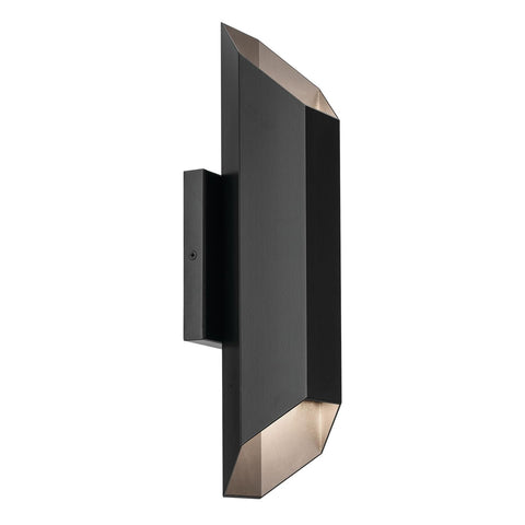 KICHLER Estella 16.5" LED 2-Light Outdoor Wall Light in Black, Dark Sky Compl...