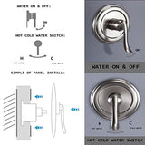 ELLO&ALLO Brushed Nickel Shower Faucet Set with Tub With Tub,