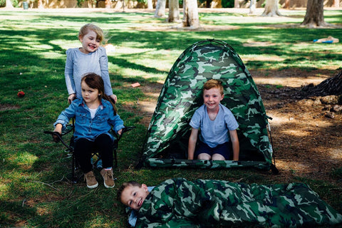 Pacific Play Tents 23335 Kids Green Camo Dome Tent Set with Sleeping Bag and ...