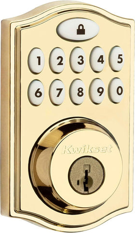 Kwikset 914 Traditional Keypad SmartCode Electronic Lifetime Polished Brass