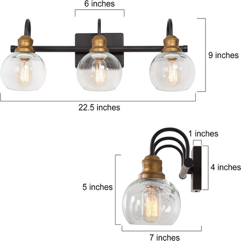 LALUZ Bathroom Light Fixtures, Vanity Lights with 3-light, Oil-Rubbed Bronze