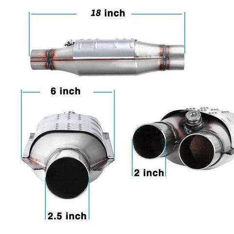 AUTOSAVER88 2.5" Outlet / 2" Inlet Universal Catalytic Converter (EPA Complia...