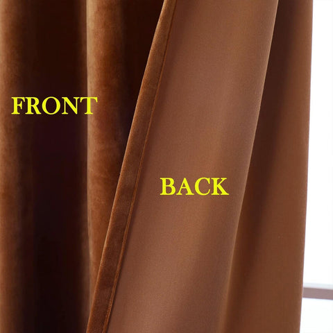 Timeper Burnt Orange Velvet Curtains 90 inches 2 Panels, Light Blocking Curta...