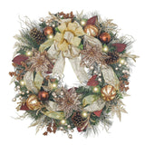 Valery Madelyn 30 Inch Pre-Lit Fall Wreath for Front Door with Lights, Large ...